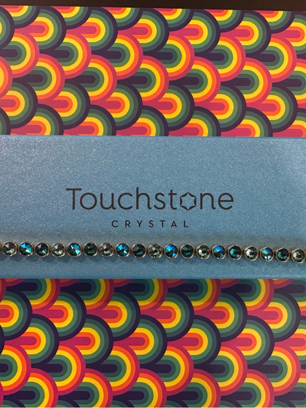 Touchstone Mini Ice Crystal Golden Blue and Clear Tennis Bracelet